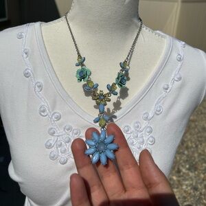 Elegant Blue Floral Necklace